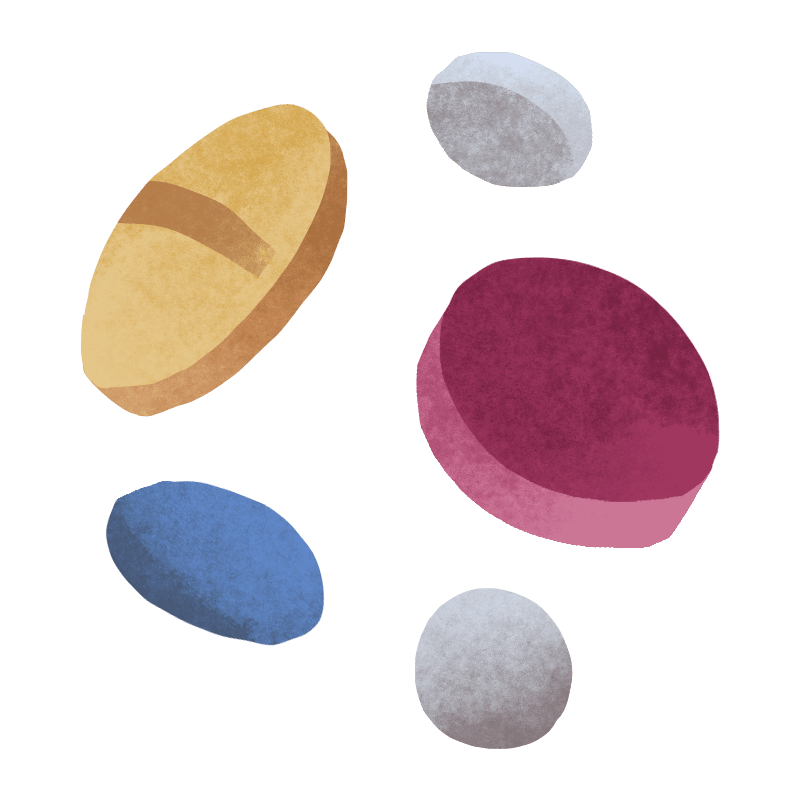 Various shapes of pills.