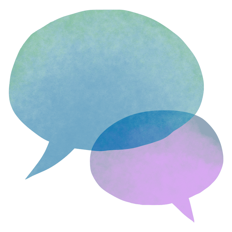 Two speech bubbles overlap.